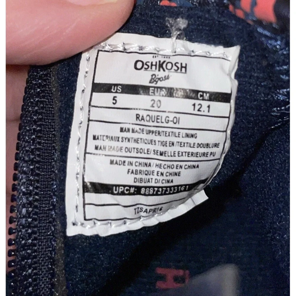 OshKosh Kids‎ Size 5 Ankle Boots Navy Blue Floral Raquel Side Zip Booties